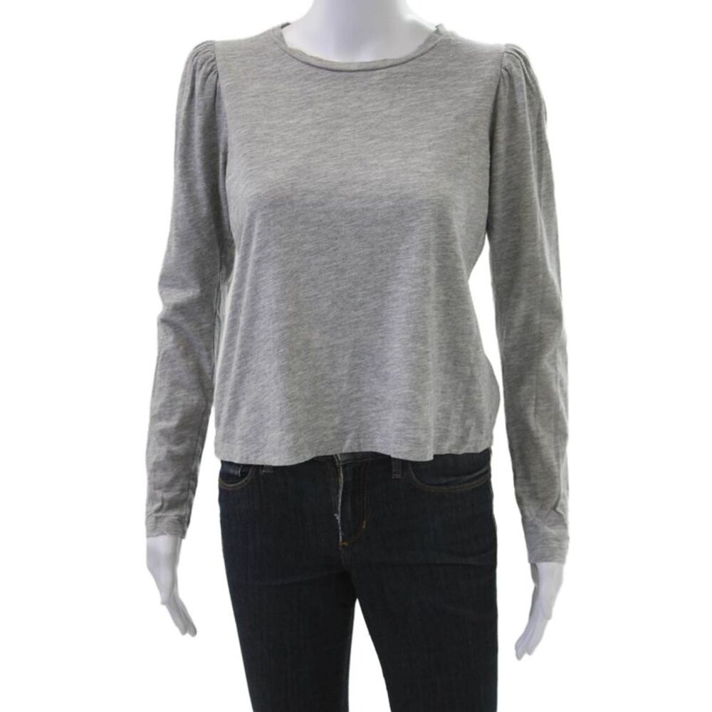The Westside Womens Gray Basic Jersey T-Shirt 100% Cotton Long Sleeve Size M